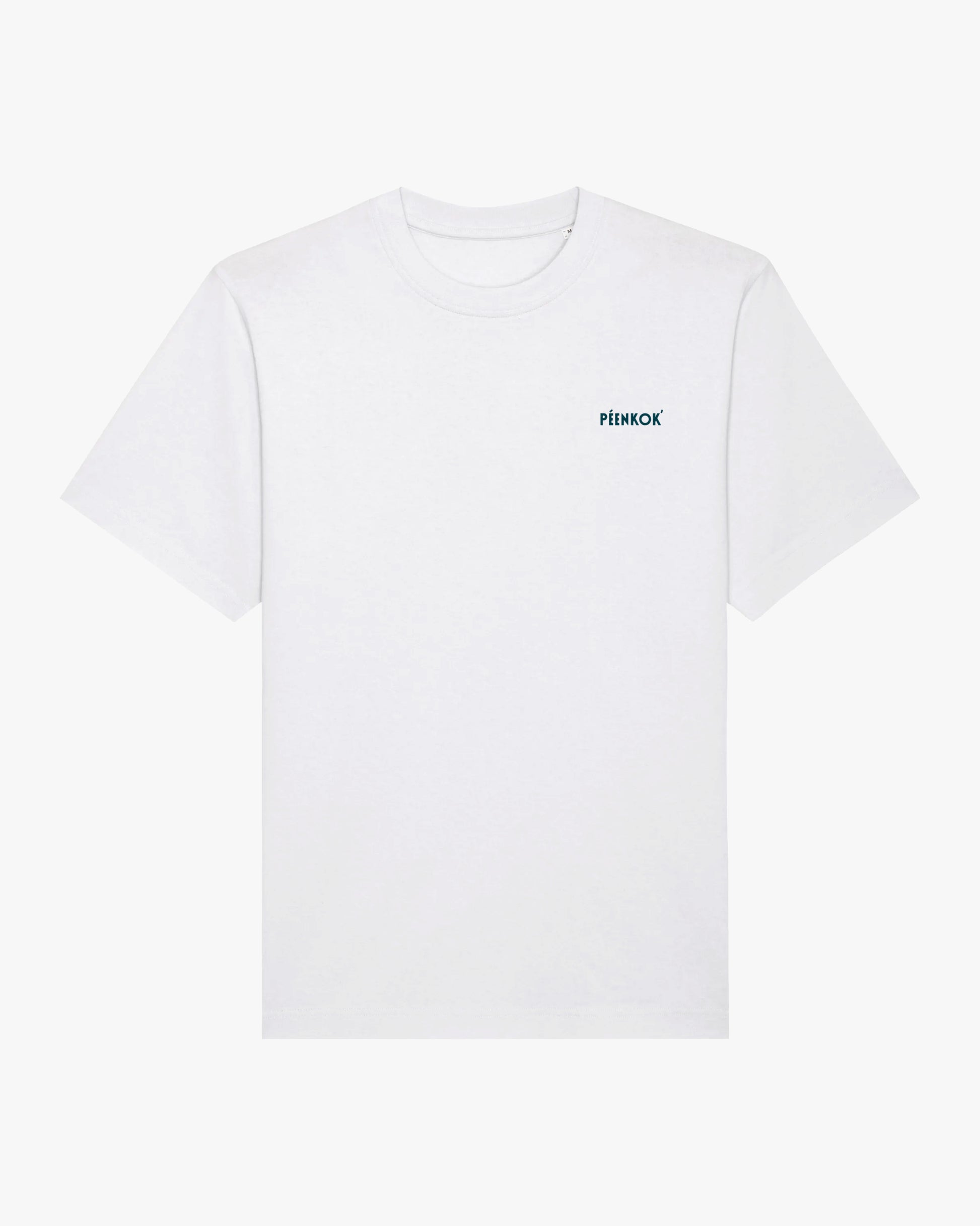 PÉENKOK' | ORGANIC COTTON SUSTAINABLE FASHION WHITE EMBROIDERED T-SHIRT